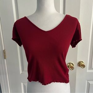 Forever 21 Women’s Red Wide V Neck Top